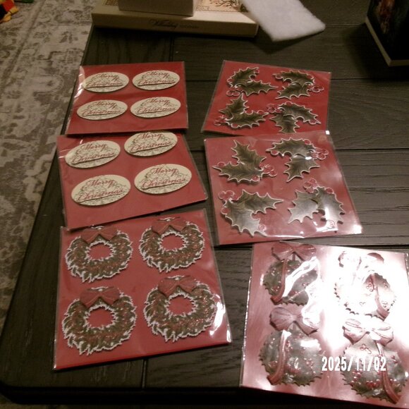 NEW 6 PK Dimensional Stickers(4pc) Michaels MERRY Christmas•Holly•Holiday CRAFTS - Picture 1 of 4